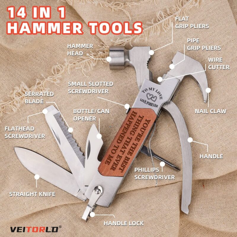 Veitorld®12 in 1 Multitool Hammer-Dad Build My Life Wood