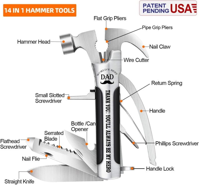 Veitorld®12 in 1 Multitool Hammer Silver-Dad Are Hero