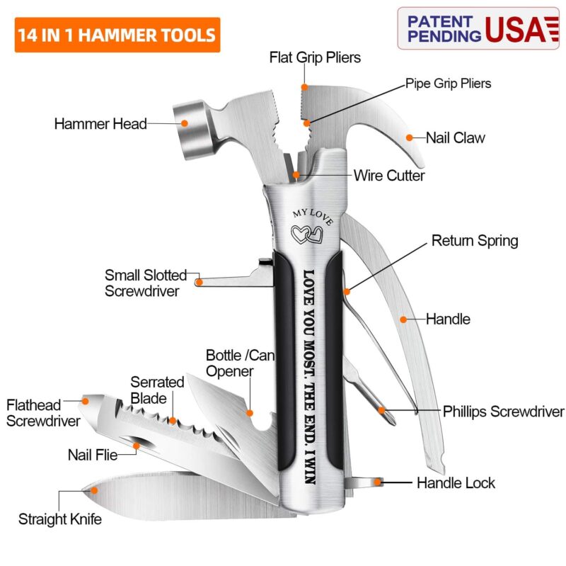 Veitorld®12 in 1 Multitool Hammer Silver-To My Love