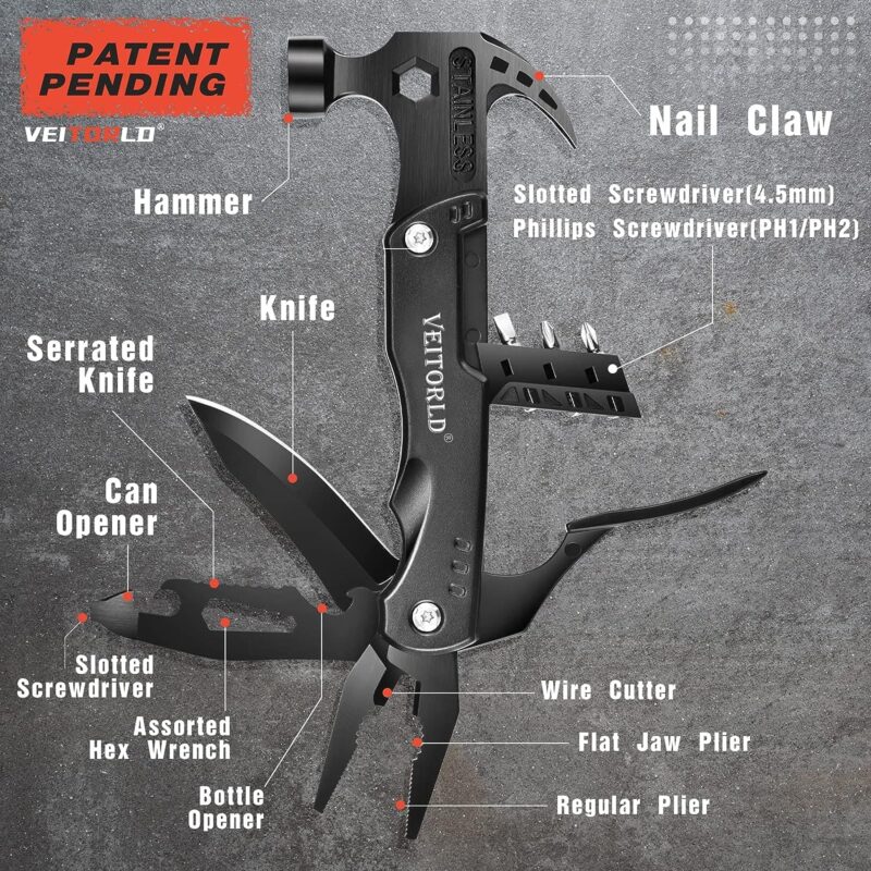 Veitorld™ 14 in 1 Multi Tool Hammer Black