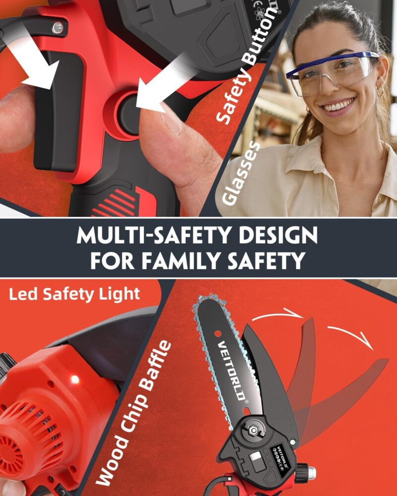 Veitorld® Mini Chainsaw, 6-Inch Electric Chainsaw Cordless With 2pcs 21V Battery - Image 2