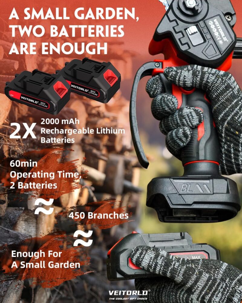 Veitorld® Mini Chainsaw, 6-Inch Electric Chainsaw Cordless With 2pcs 21V Battery - Image 8