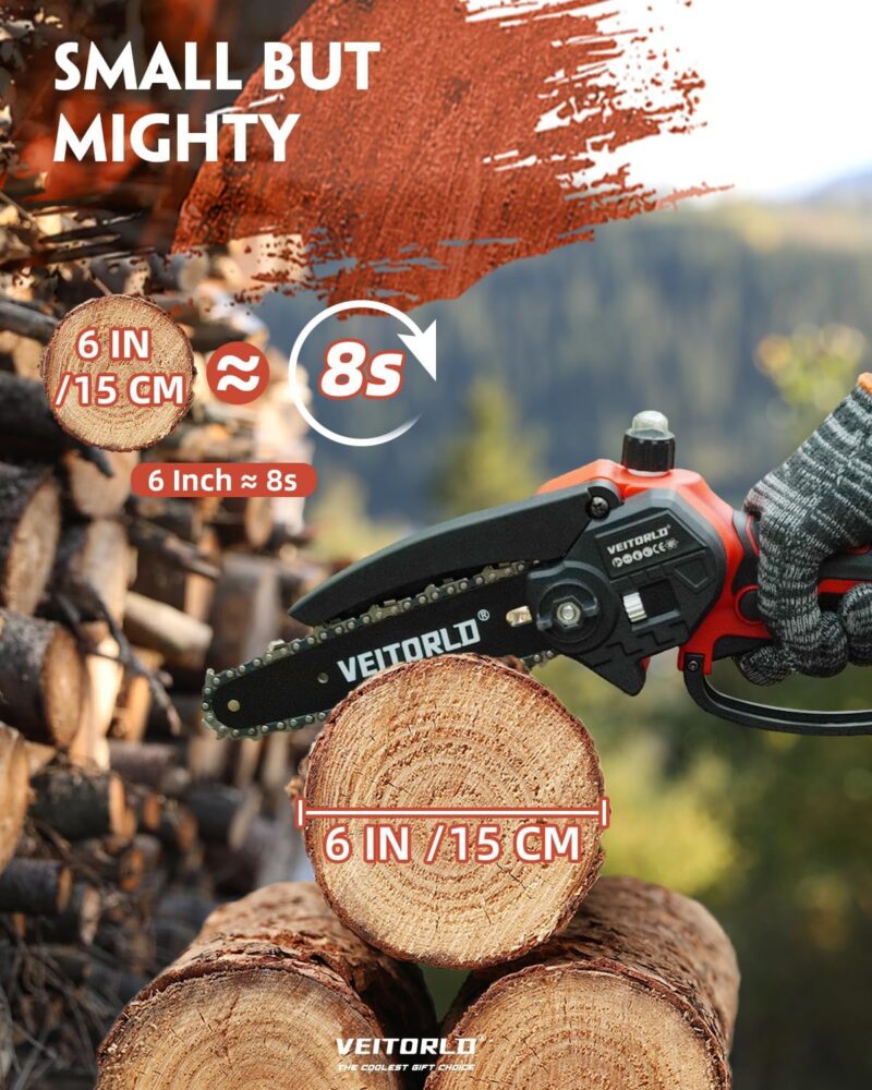 Veitorld® Mini Chainsaw, 6-Inch Electric Chainsaw Cordless With 2pcs 21V Battery - Image 5